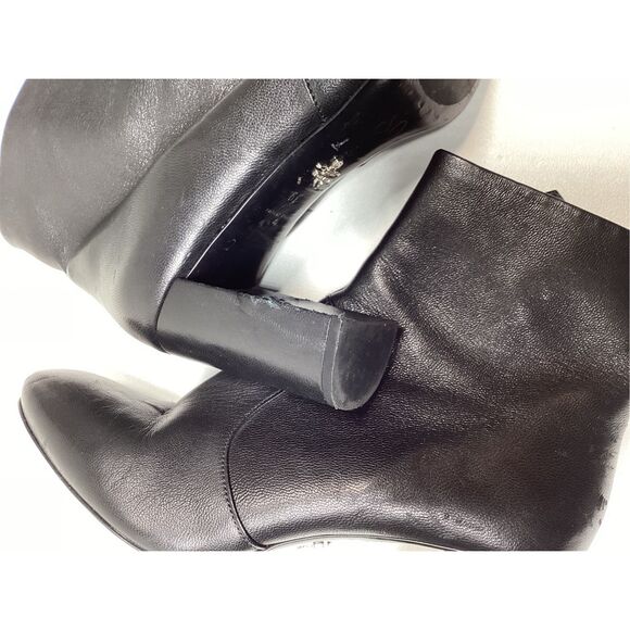Prada Black Leather Ankle Boots Women’s Block Heel Booties Size EU 39 - Picture 9 of 16